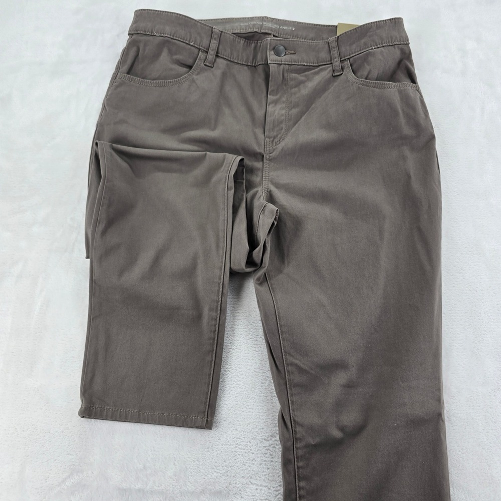 Chico's Pants Womens 2 Girlfriend Slim Ankle Hearthstone Taupe Stretch NWT